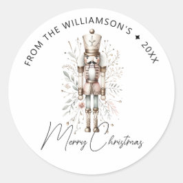 Adesivo Vinheta de Natal Dourada de Nutcracker rosa festiv