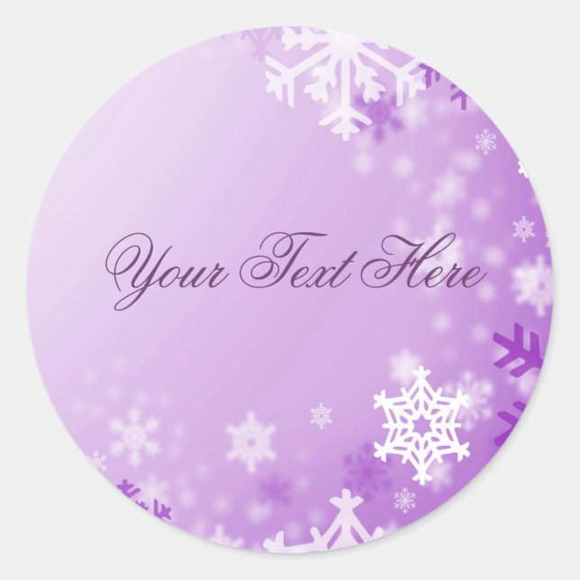 Adesivo Vinheta de Natal em Floco de Neve Roxo (Frente)