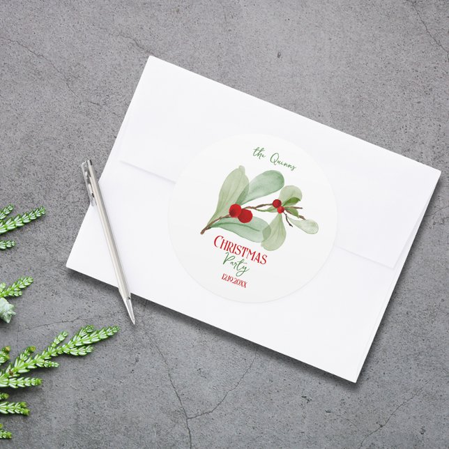 Adesivo Vinheta de Natal Festiva Botânica (Festive Botanical Merry Christmas Stickers)