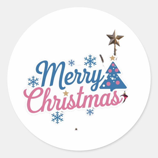 Adesivo Vinheta de Natal Festivo E Feliz, Coleta Redonda (Frente)