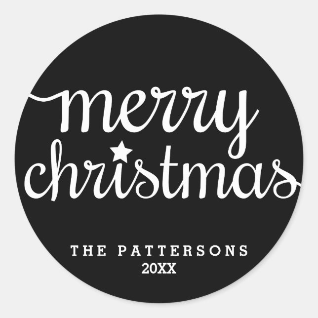 Adesivo Vinheta de Natal Festivo, Preto e Branco (Frente)