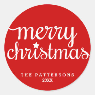 Adesivo Vinheta de Natal Festivo Vermelho Ronda Merry