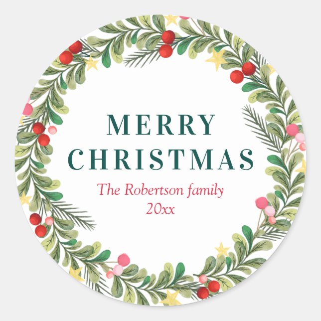 Adesivo Vinheta de Natal floral de inverno (Frente)