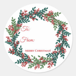 Adesivo Vinheta de Natal Green Red Berry Wreath