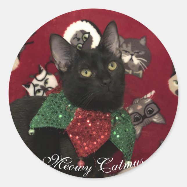 Adesivo Vinheta de Natal Meowy Catmus (Frente)