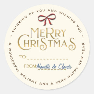 Adesivo Vinheta de Natal Merry Personalizada com Arco Verm