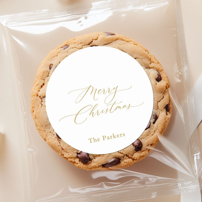 Adesivo Vinheta de Natal Merry Script Dourado (Criador carregado)