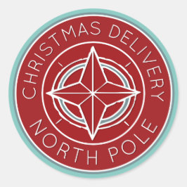 Adesivo Vinheta de Natal para entrega do Polo Norte azul e