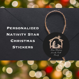 Adesivo Vinheta de Natal personalizada da Natividade Star
