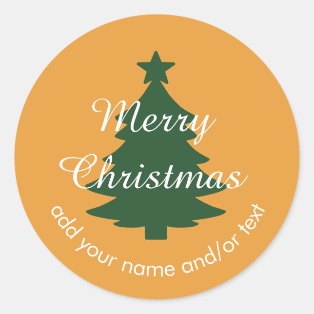 Adesivo Vinheta de Natal Personalizada Laranja de Ouro Tra (Frente)