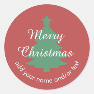 Adesivo Vinheta de Natal Personalizada Vermelha Tradiciona