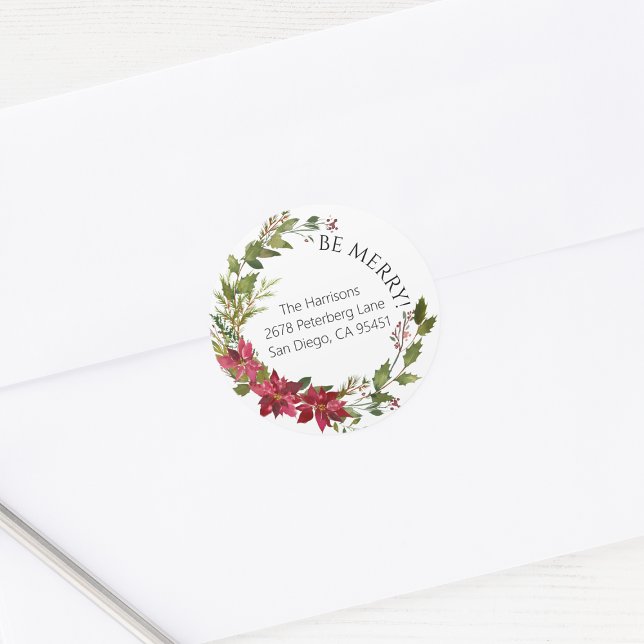 Adesivo Vinheta de Natal Poinsettia Round (Criador carregado)