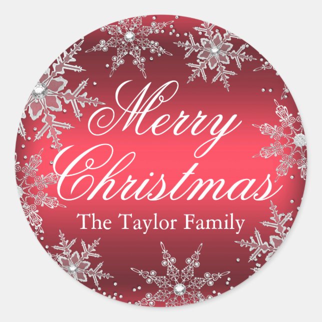 Adesivo Vinheta de Natal Red Crystal Snowflaker (Frente)