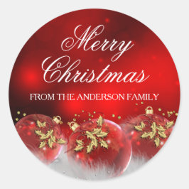 Adesivo Vinheta de Natal Red & Dourado Holly Baubles