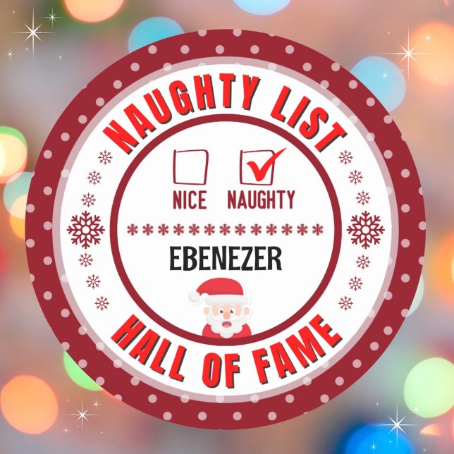 Adesivo Vinheta de Natal Red Naughn ou Nice Hall of Fame (Get the matching Nice sticker for a great couples gift. Merry Christmas!)