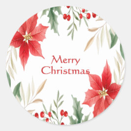 Adesivo Vinheta de Natal Red Poinsettia