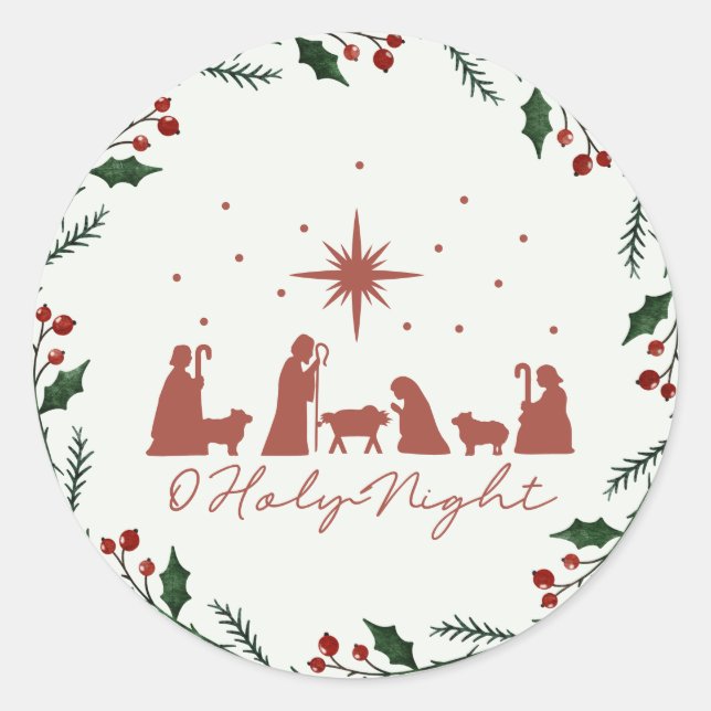 Adesivo Vinheta de Natal redonda da Natividade (Frente)