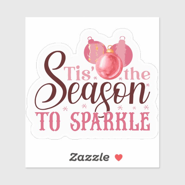 Adesivo Vinheta de Natal Rosa Festiva (Folha)