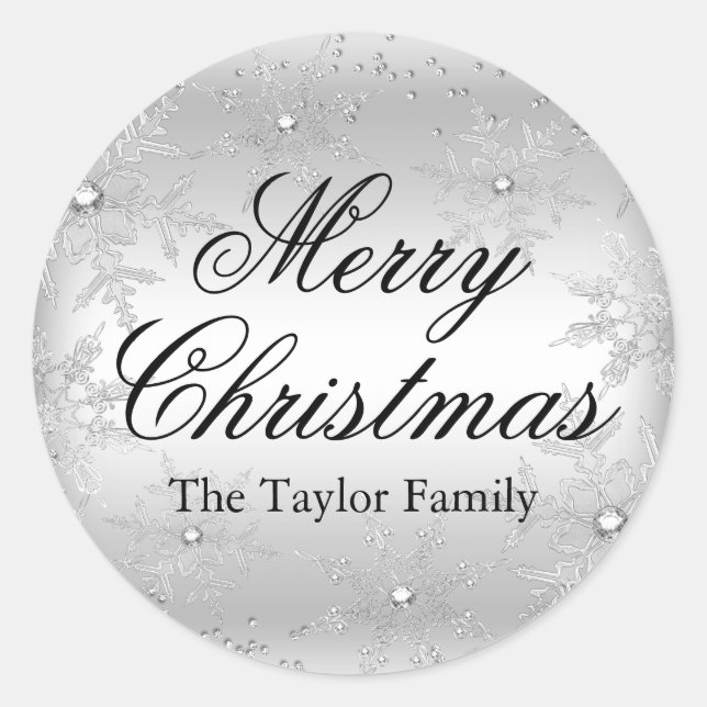 Adesivo Vinheta de Natal Silver Crystal Snowflaker (Frente)