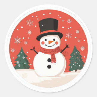 Adesivo Vinheta de Natal Snowman | Vinheta de inverno fest