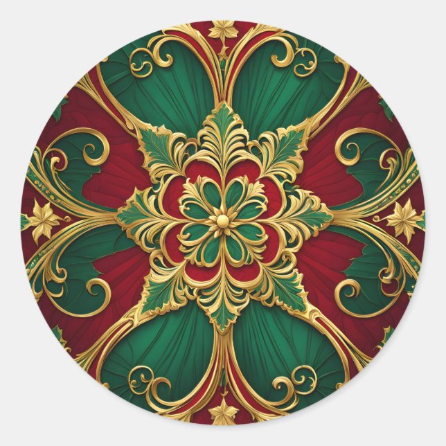 Adesivo Vinheta de Natal Verde Vermelho (Frente)