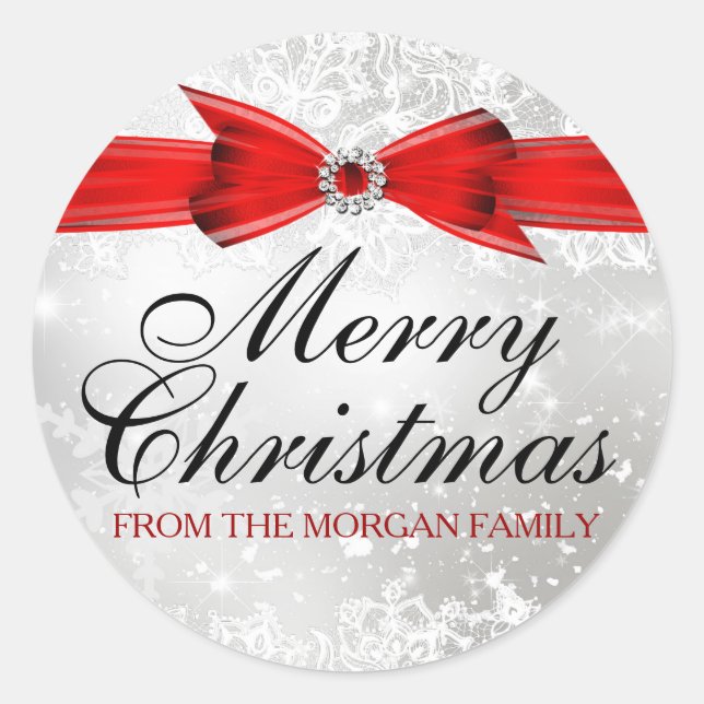 Adesivo Vinheta de Natal Vermelho de rendas e Arcos (Frente)