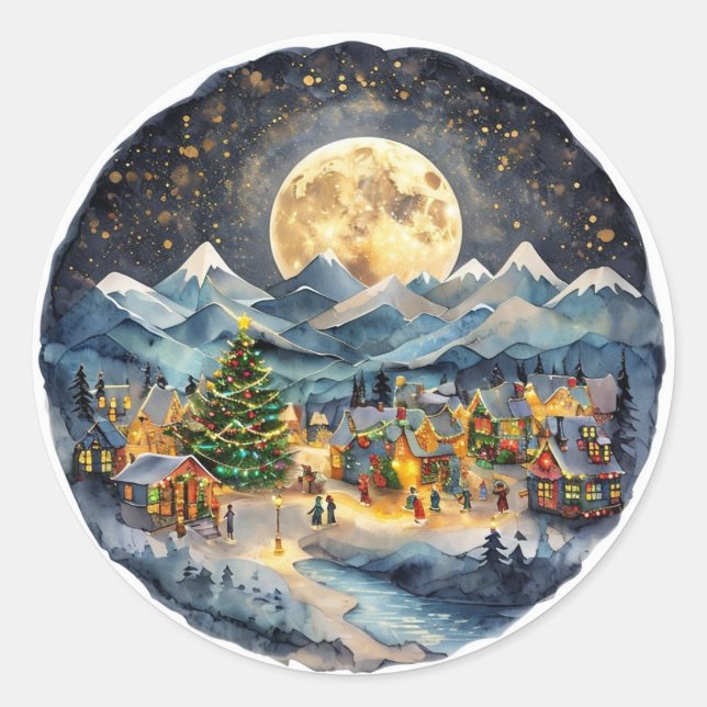 Adesivo Vinheta de Natal, Vinheta de Cena de Férias (Frente)