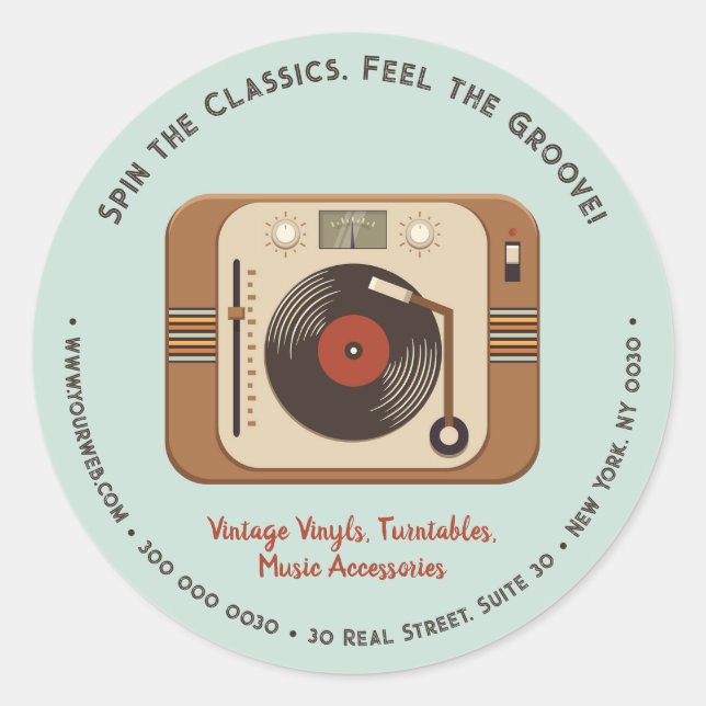 Adesivo Vinheta de negócios retro-turnável de vinil person (Frente)