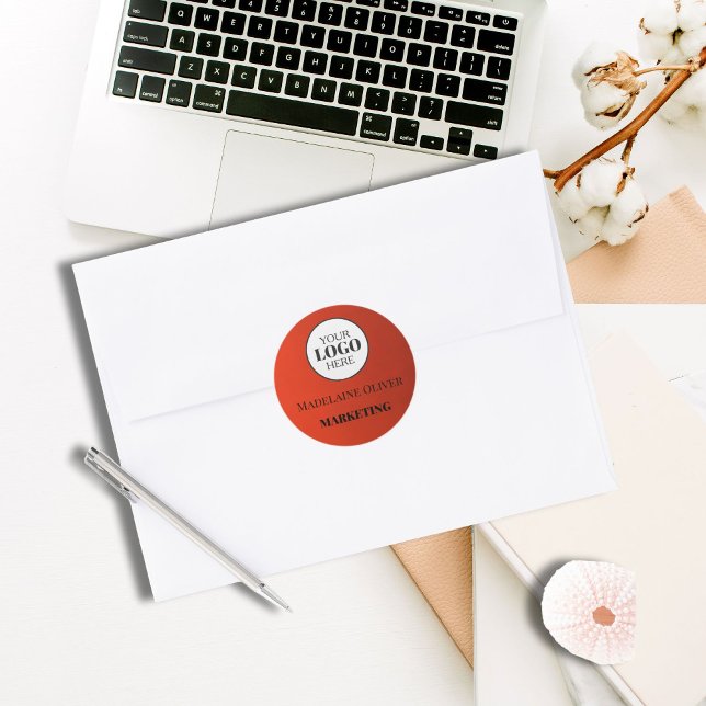 Adesivo Vinheta de nome do logotipo vermelho do funcionári (Criador carregado)