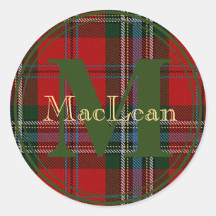Adesivo Vinheta de nome Dourado do MacLean Tartan da Escóc