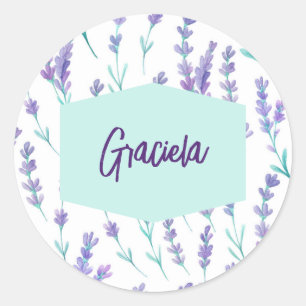 Adesivo Vinheta de Nome Floral de lavanda