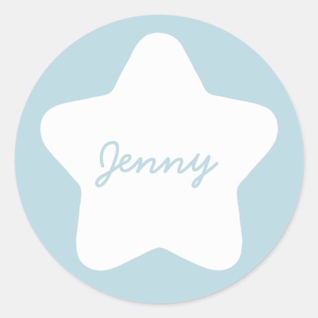 Adesivo Vinheta de Nome Personalizada de Estrela Azul-Cach (Frente)