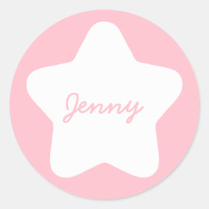 Adesivo Vinheta de nome personalizado, cor-de-rosa-bebê