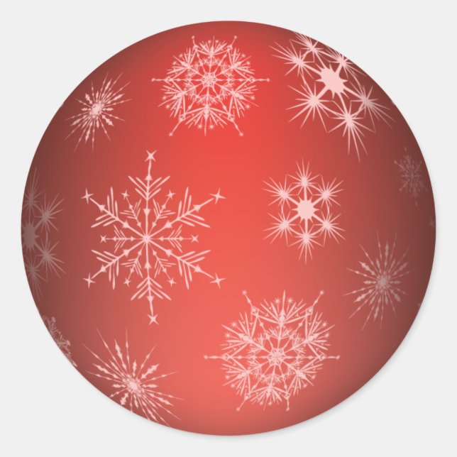 Adesivo Vinheta de Ornamento de Feriado de Neve Vermelho (Frente)