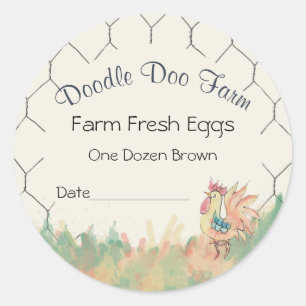 Adesivo Vinheta de Ovos Frescos de Fazenda Personalizada d
