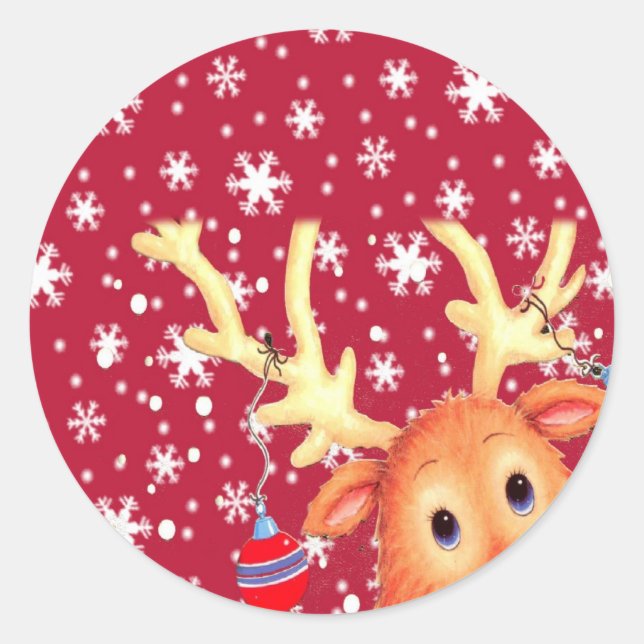 Adesivo Vinheta de Papais noeis de férias selo de Natal (Frente)