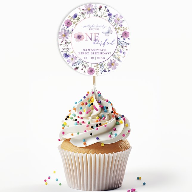 Adesivo Vinheta de Partido de Um primeiro aniversario Mara (Onederful Wildflower Birthday PartyFavor Sticker)