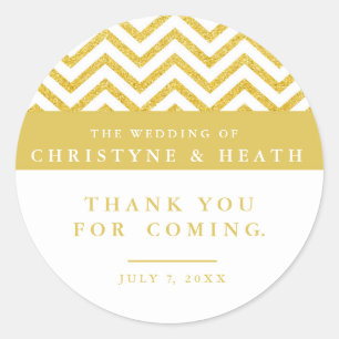 Adesivo Vinheta de Partido Elegante Branco e Dourado Moder