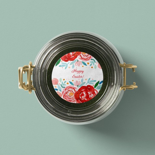 Adesivo Vinheta de Páscoa de rosas de Aquarela (Criador carregado)