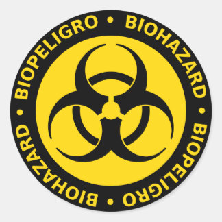 Adesivo Vinheta de perigo biológico amarelo e preto