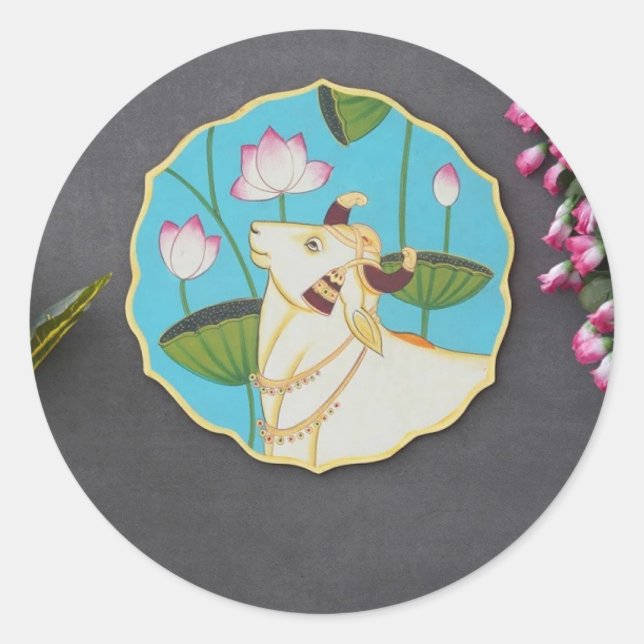 Adesivo Vinheta de pintura de Pichwai, famosa indiana (Frente)