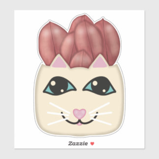 Adesivo Vinheta de Plantador de Borracha Vermelha de Gato