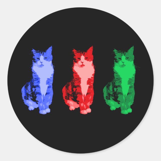 Adesivo Vinheta de Pop de Gato Engraçado (Frente)