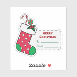 Adesivo Vinheta de presente de Natal com estoque vermelho