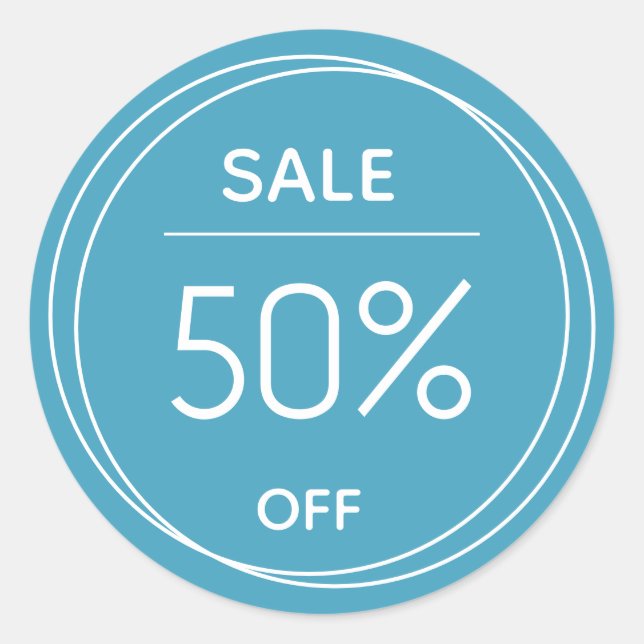 Adesivo Vinheta de promoção de loja azul básica (Frente)