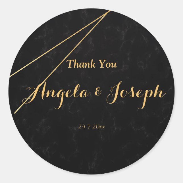 Adesivo Vinheta de quadro preto e Dourado geométrico (Frente)