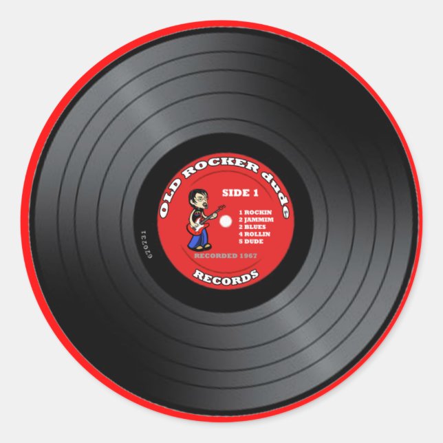 Adesivo Vinheta de Registro de Vinilo do Velho Rocker Duo (Frente)