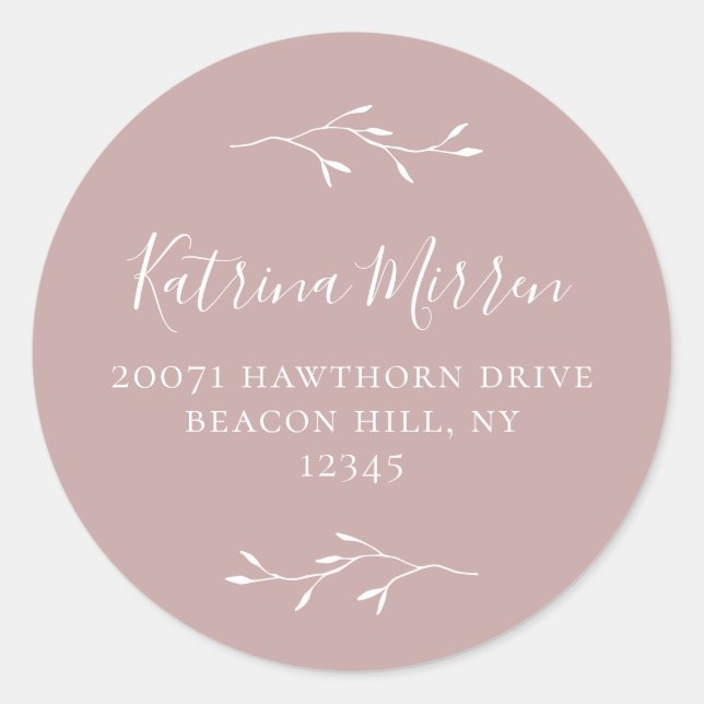 Adesivo Vinheta de Rosa de Retorno da Ramificação Botânica (Frente)