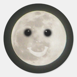 Adesivo Vinheta de rosto feliz de lua cheia
