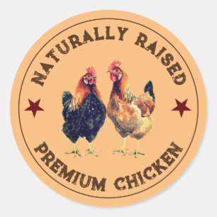 Adesivo Vinheta de rótulo de frango de criação natural